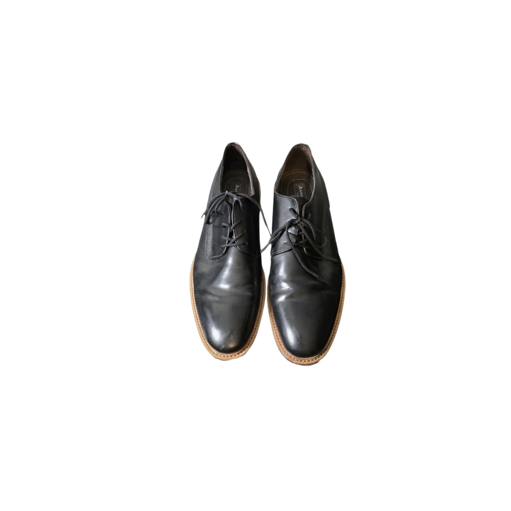 Aston Grey Adayde Black Leather Almond Toe Casual Oxford Dress Shoes Mens Sz 10